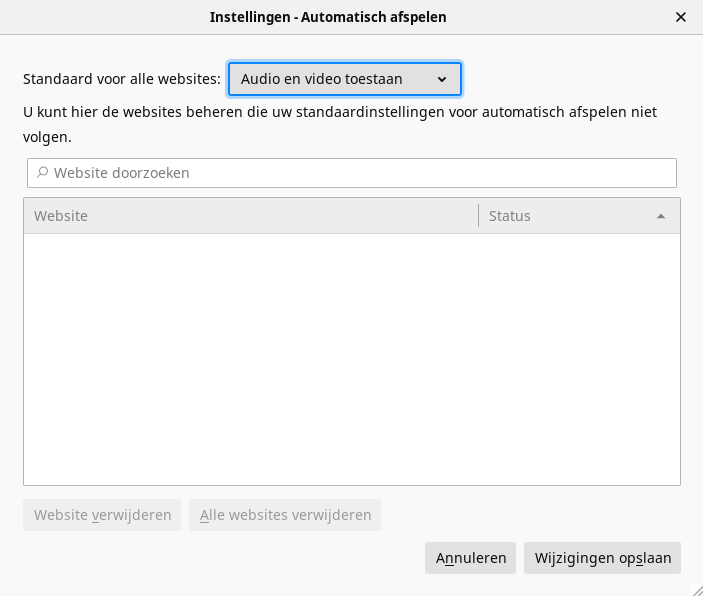 Firefox Autoplay details window